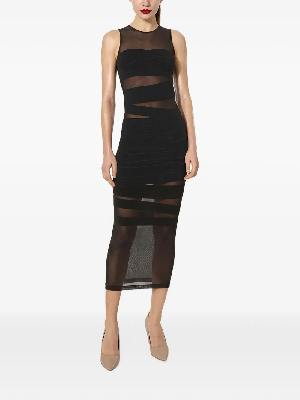 Wolford Mouwloze semi-transparante midi-jurk Zwart