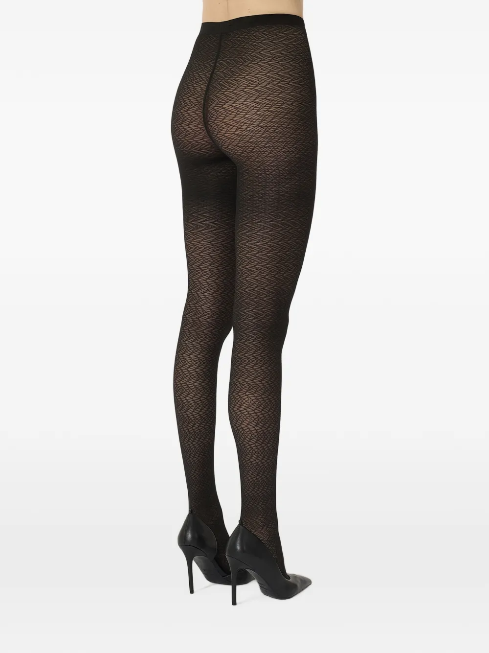 Wolford Rond gebreide panty met golvend patroon Zwart