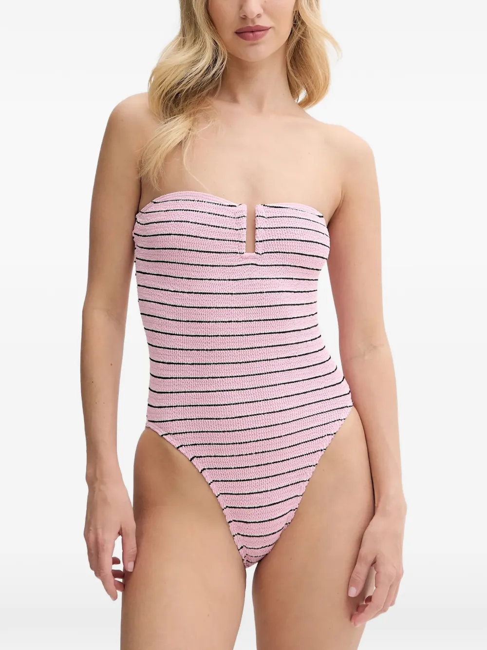 Bond-eye Blake striped cutout strapless swimsuit - Rosa