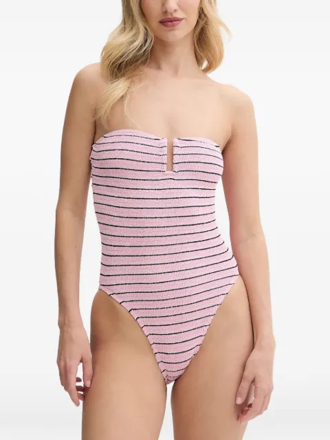 Bond-eye Blake striped cutout strapless swimsuit