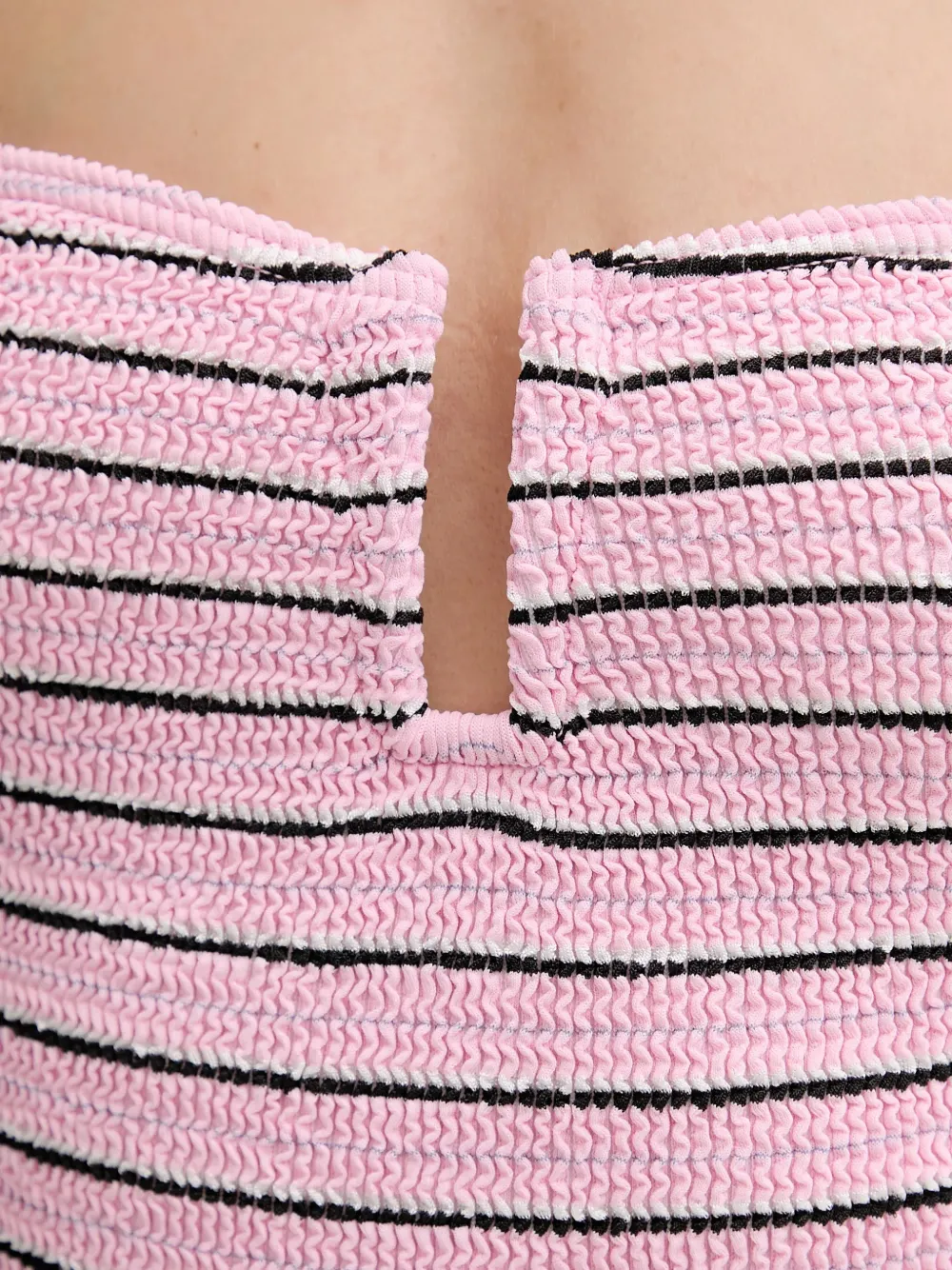 Bond-eye Blake striped cutout strapless swimsuit Roze