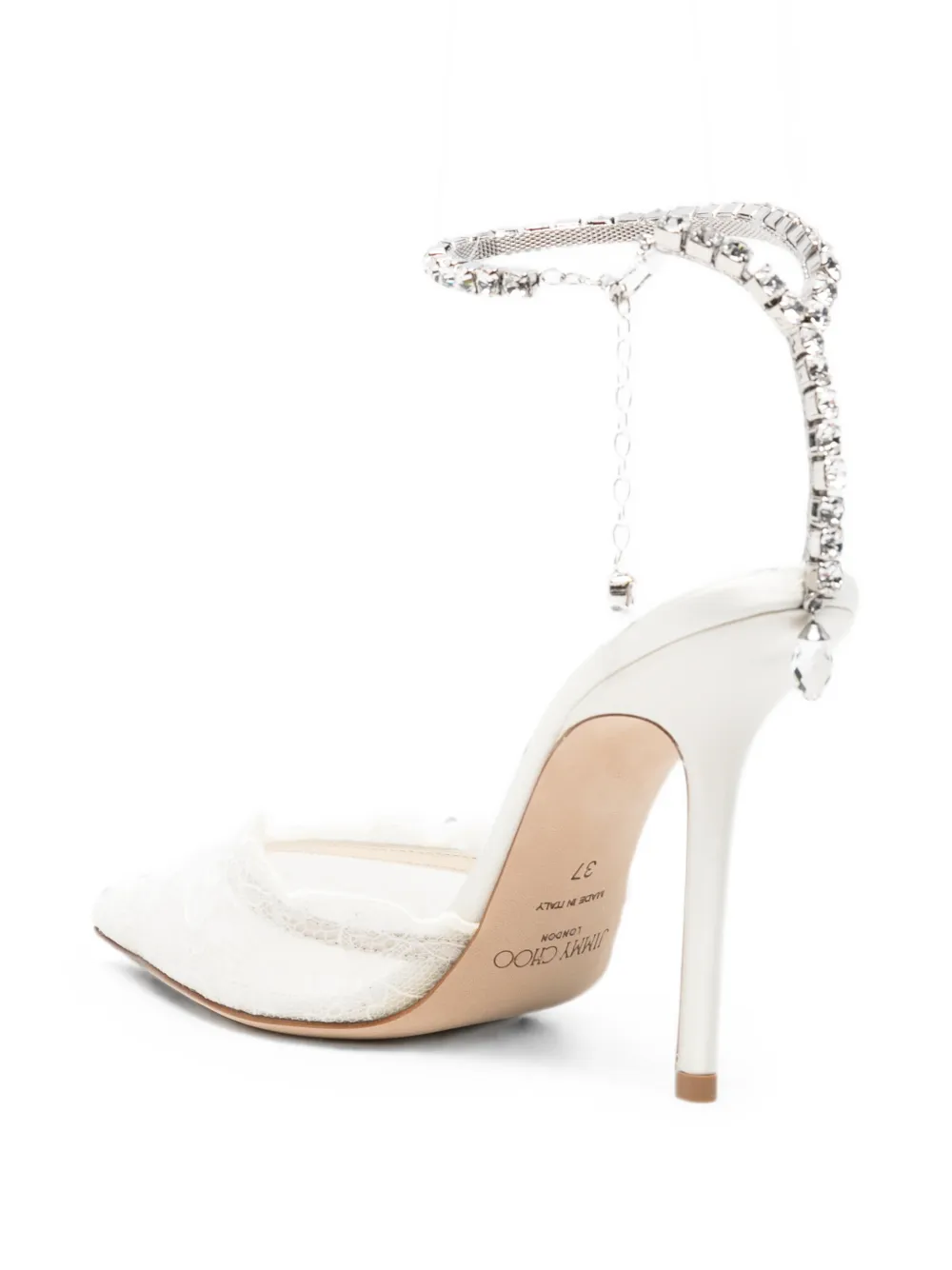Jimmy Choo Saeda crystal-embellished lace pumps Wit