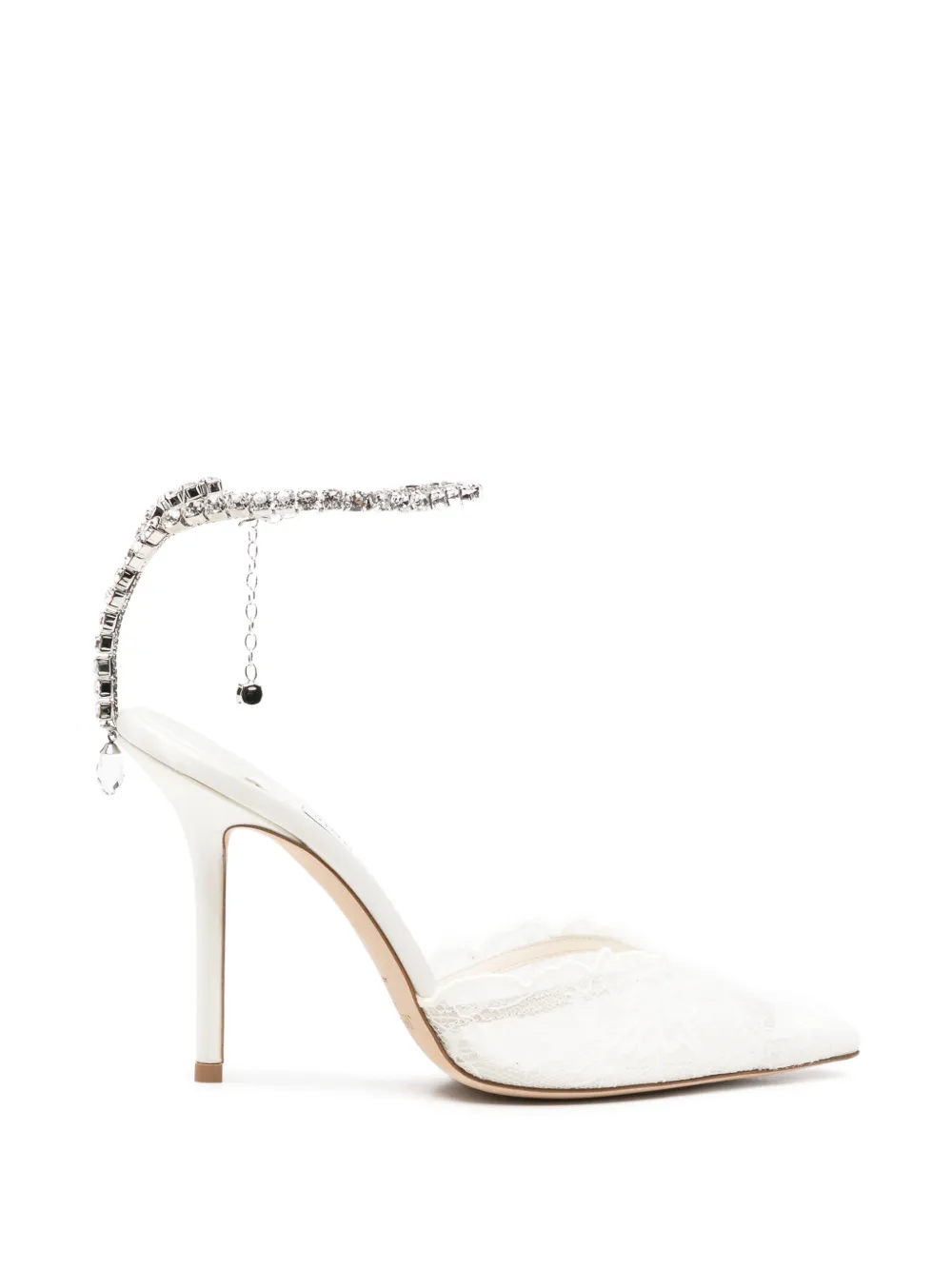 Jimmy Choo Saeda crystal-embellished lace pumps - Bianco