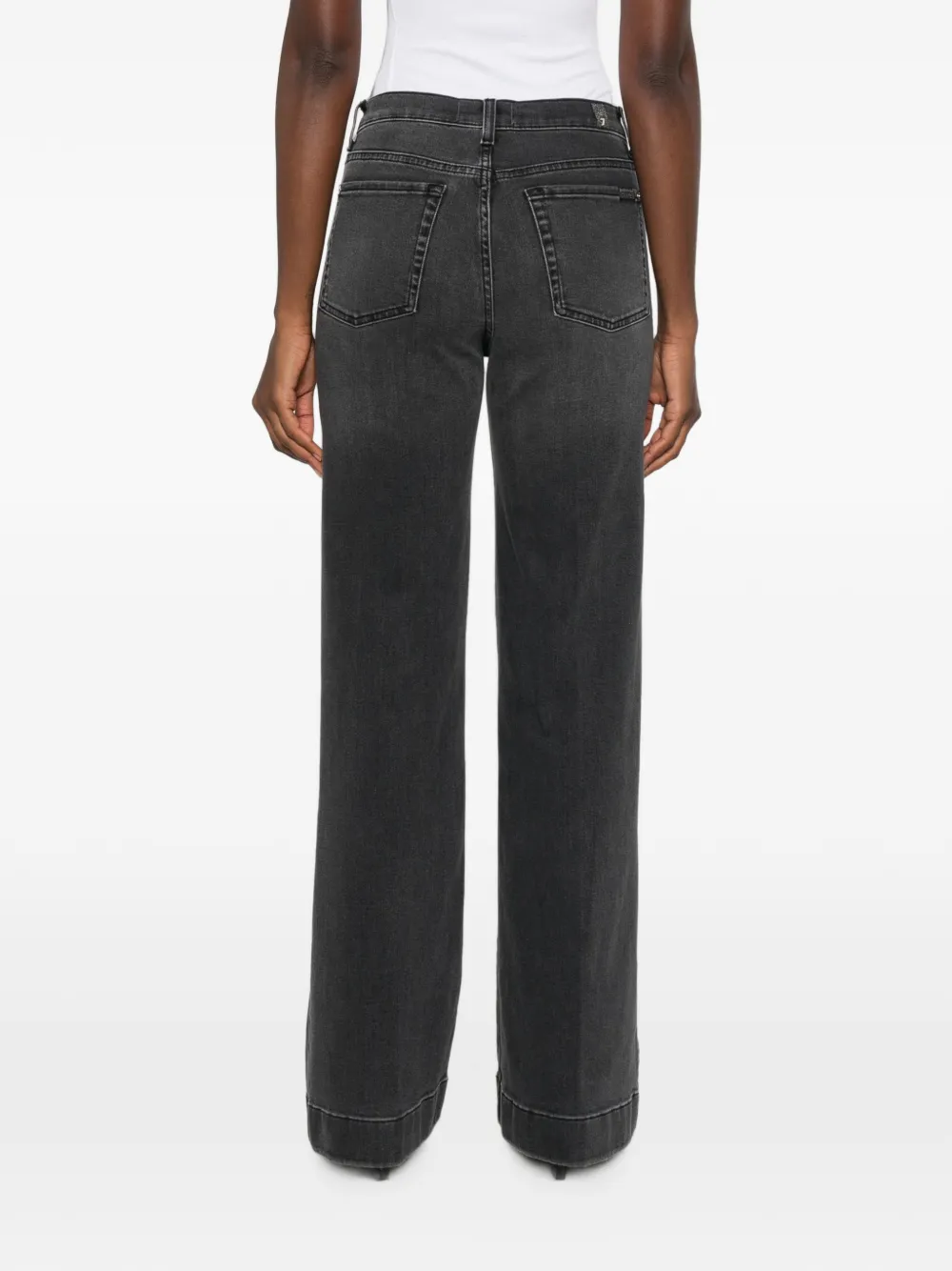 7 For All Mankind Modern Dojo jeans met wijde pijpen en vervaagd effect Zwart