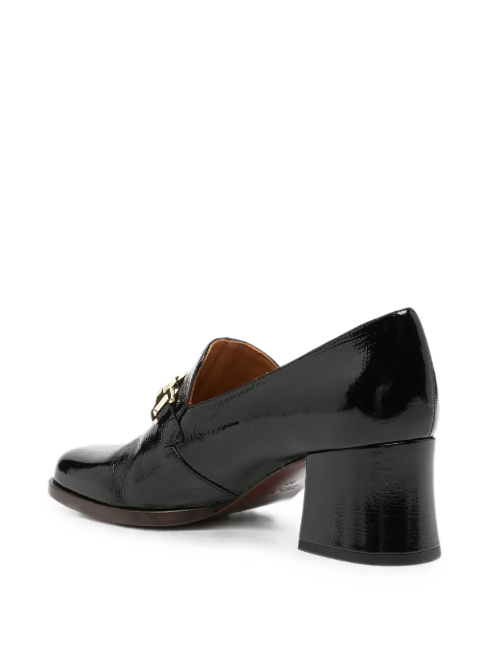 Chie Mihara Teil buckle-detail patent loafers Zwart
