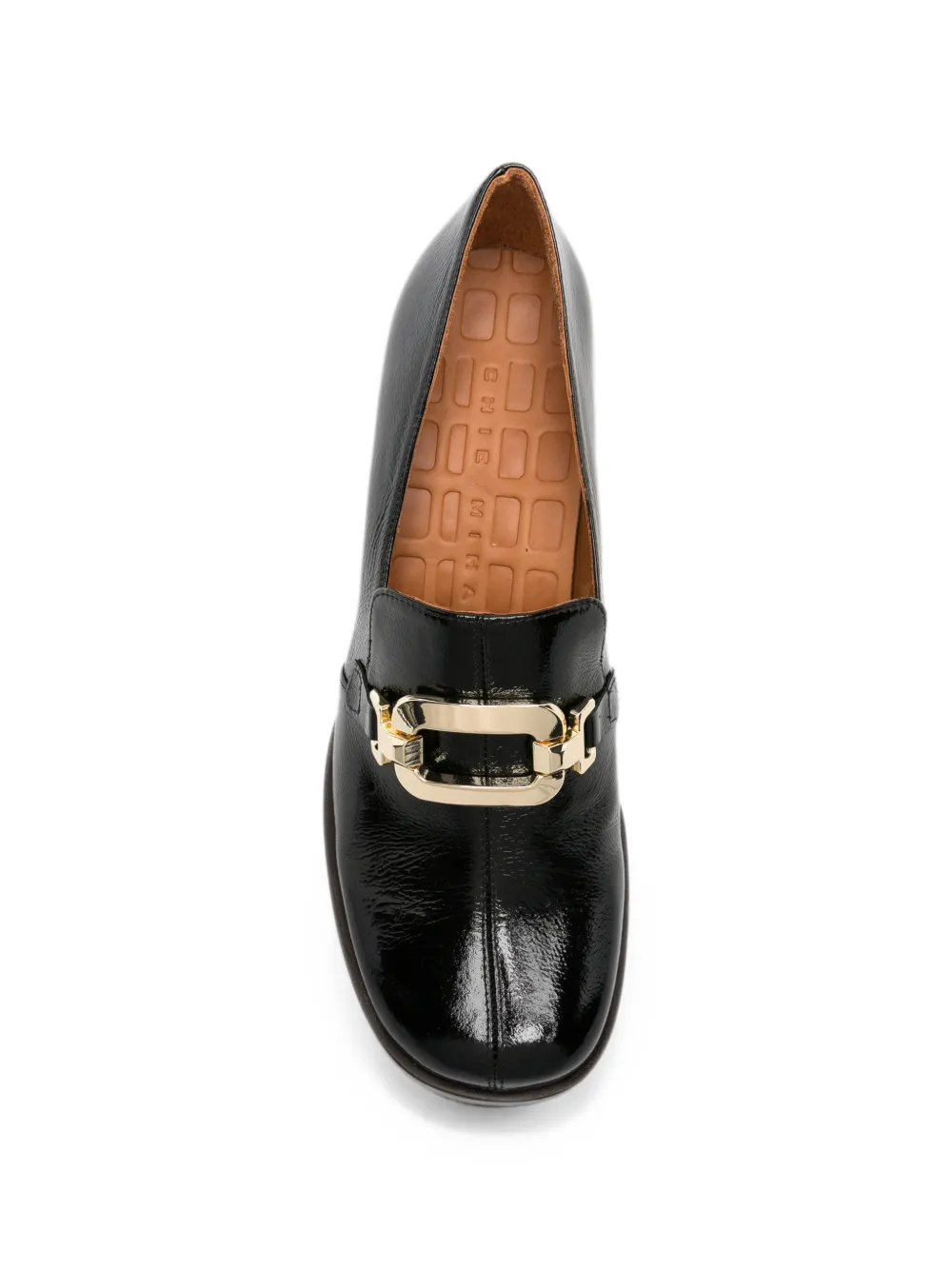 Chie Mihara Teil buckle-detail patent loafers Zwart