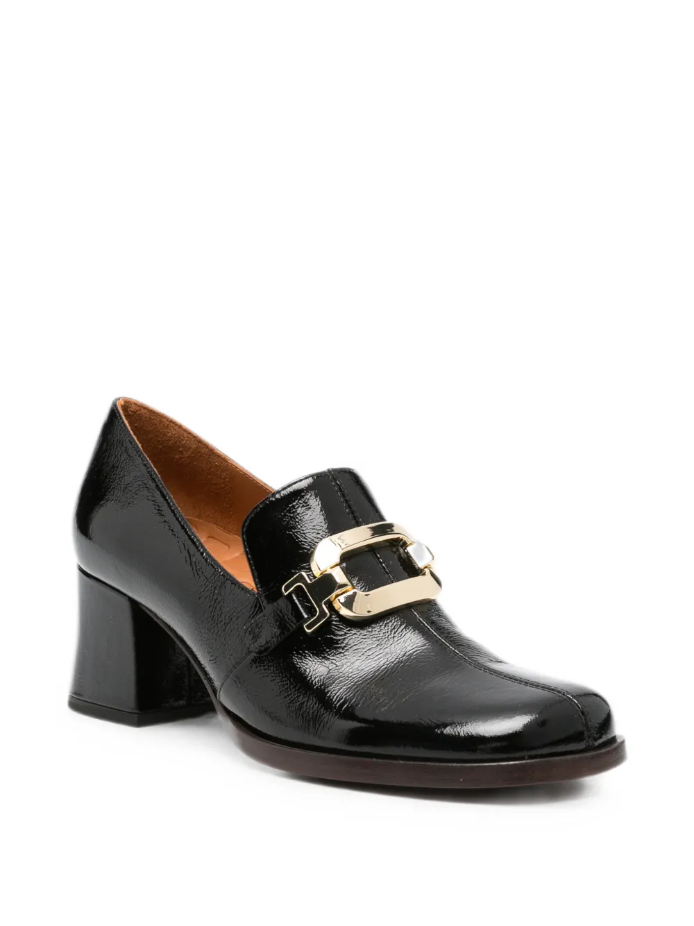 Chie Mihara Teil buckle-detail patent loafers Zwart
