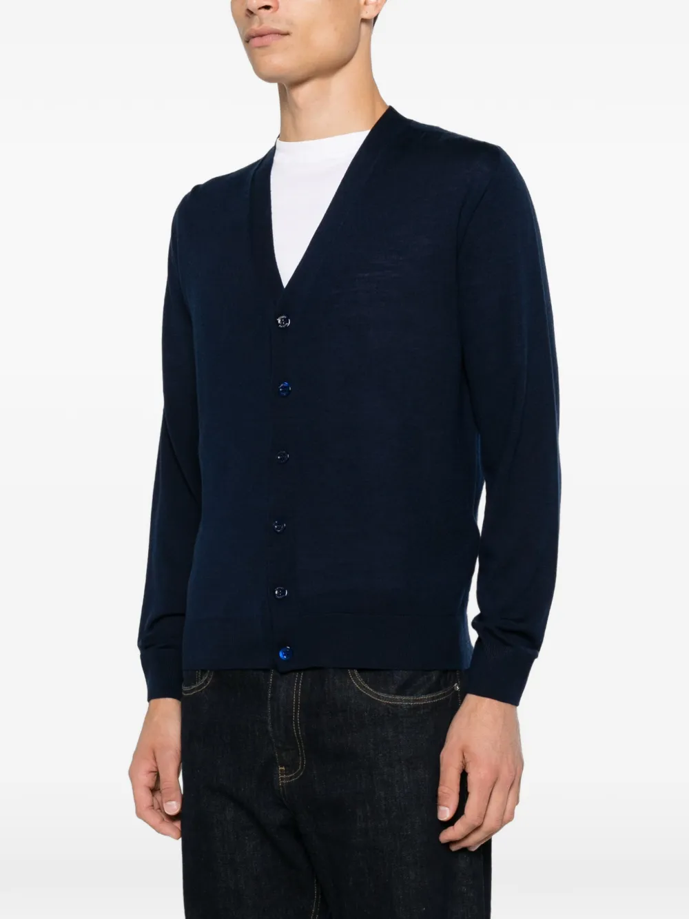 Canali Vest met V-hals en knoopsluiting Blauw