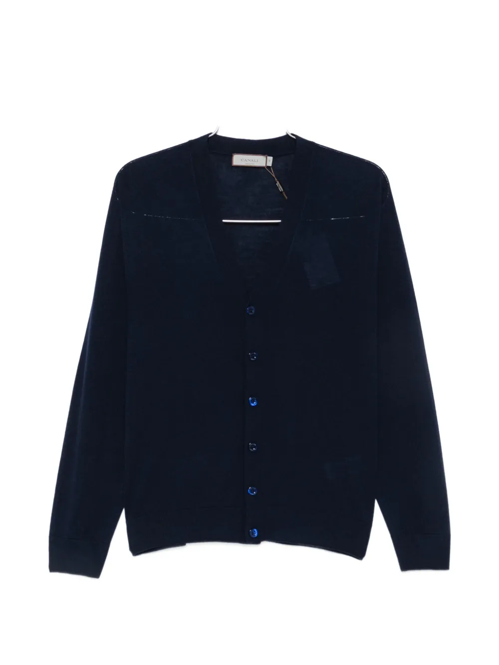 Canali button-fastening V-neck cardigan - Blu