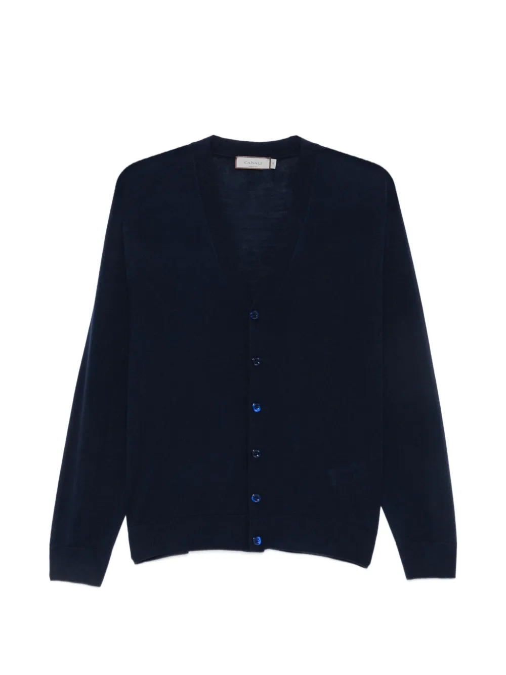 Canali button-fastening V-neck cardigan - Blu