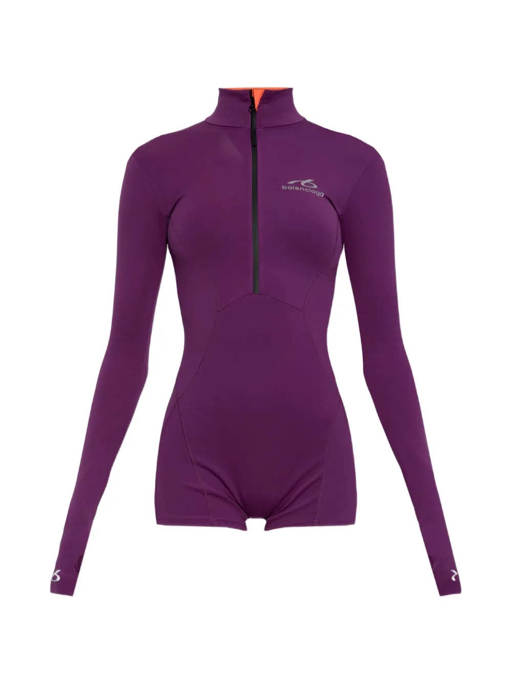 Balenciaga Logo-print Zip-fastening Playsuit In Purple