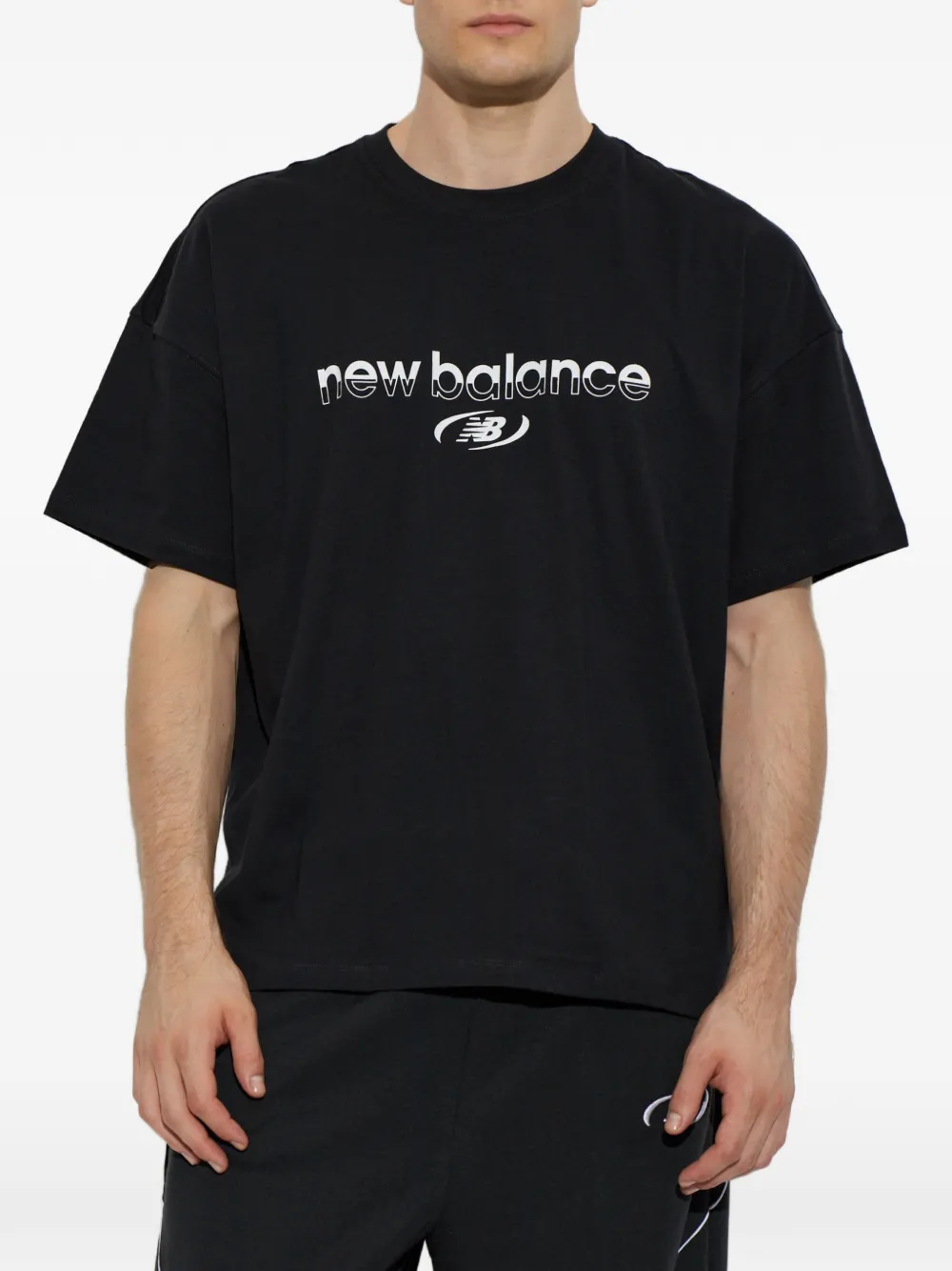 New Balance logo-print T-shirt Zwart