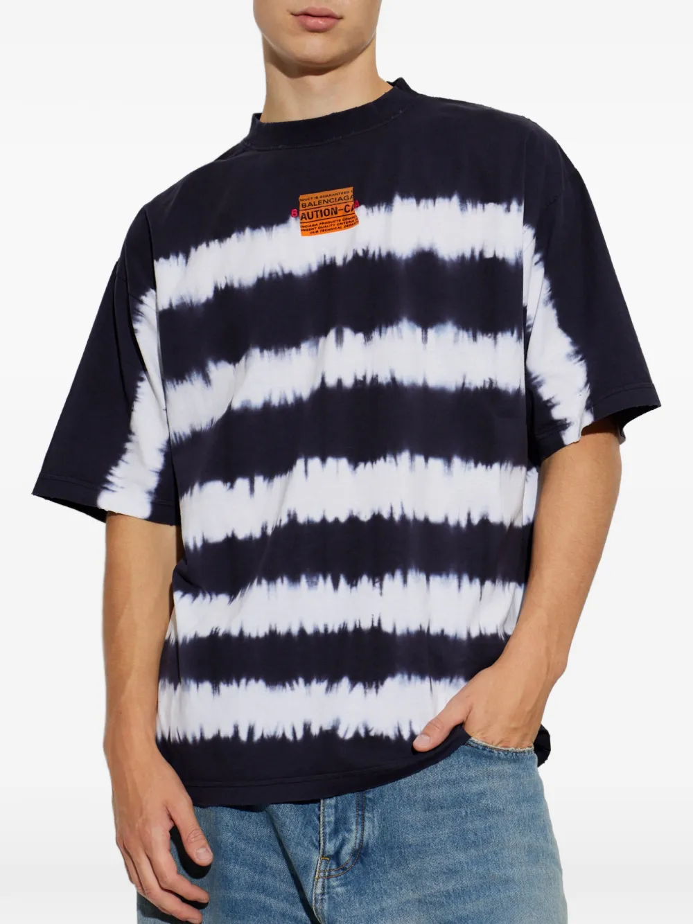 Balenciaga Taped and Dyed Medium Fit T-shirt in Black, view 3
