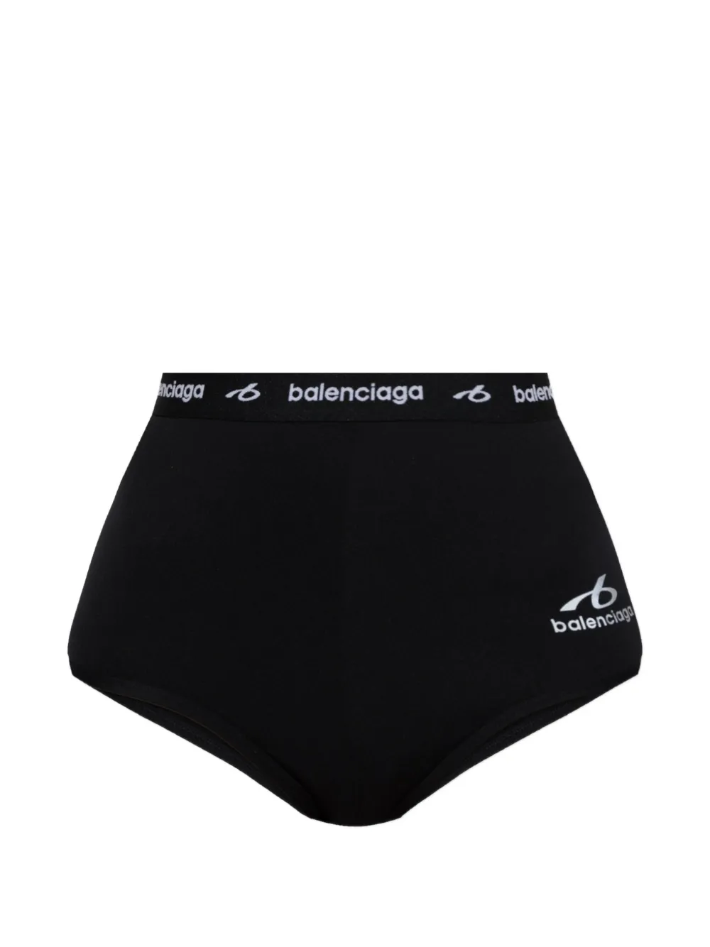Balenciaga logo-print high-waisted mini shorts - Nero