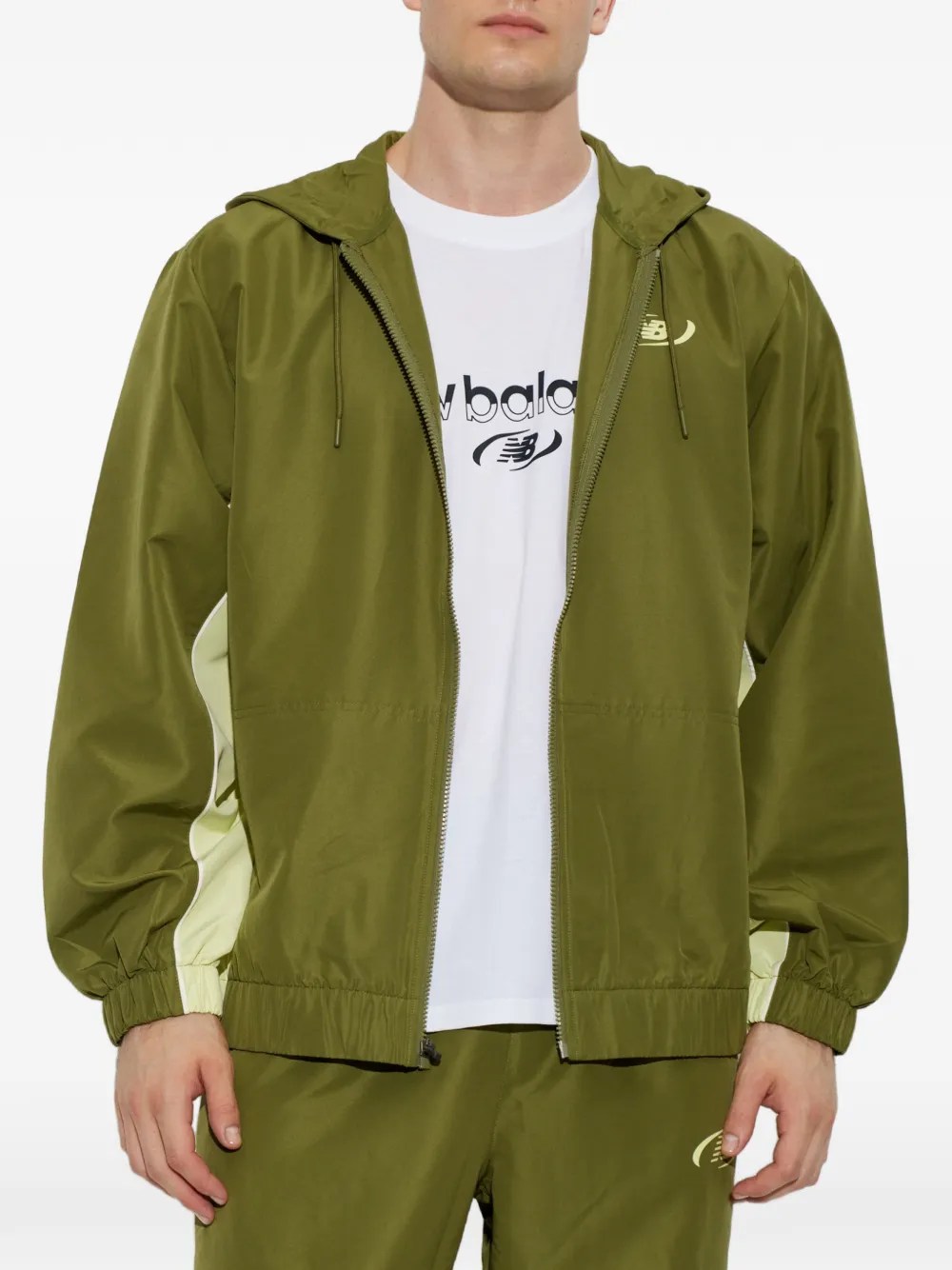 New Balance logo-print hooded jacket Groen
