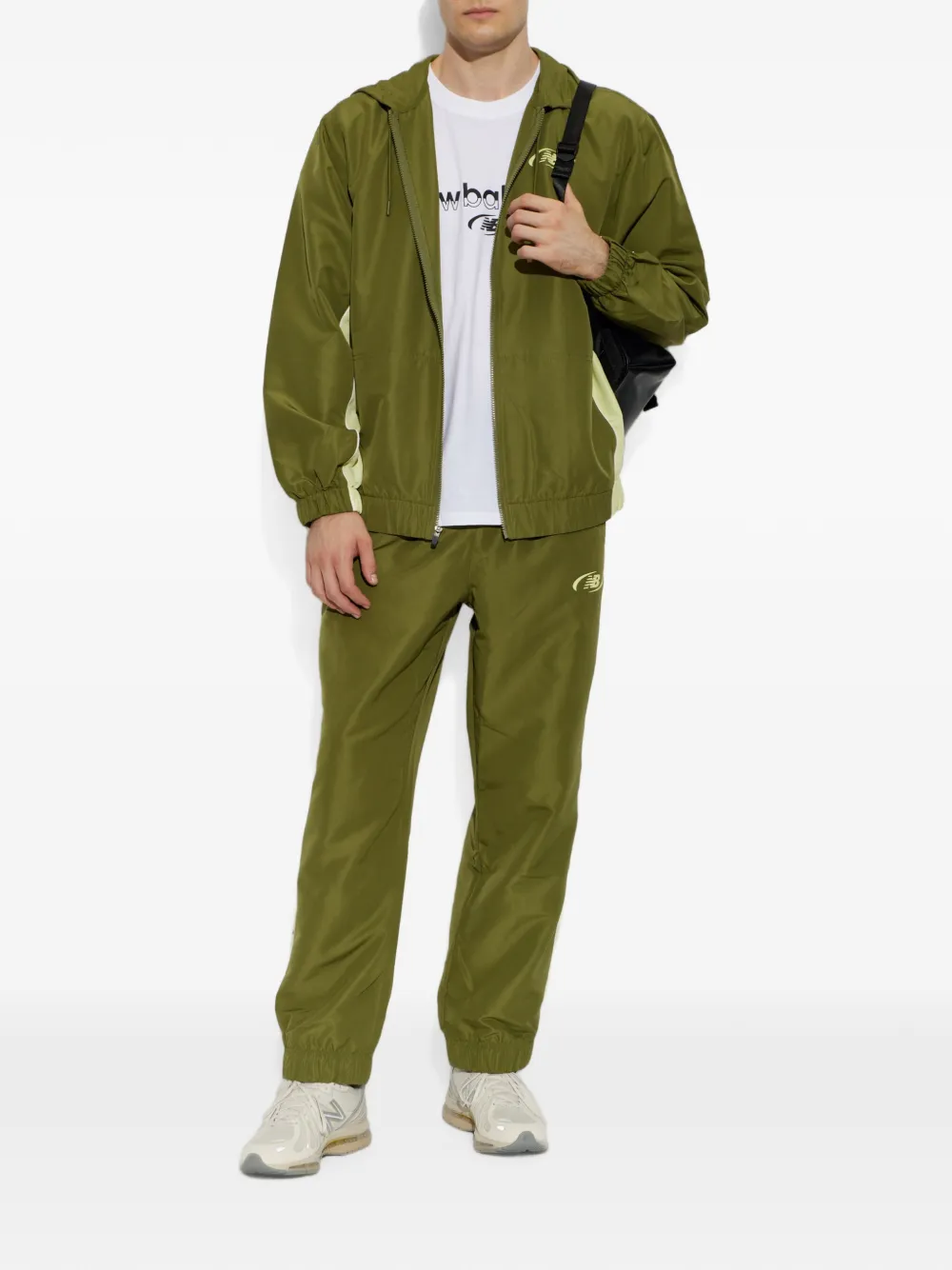 New Balance logo-print hooded jacket Groen