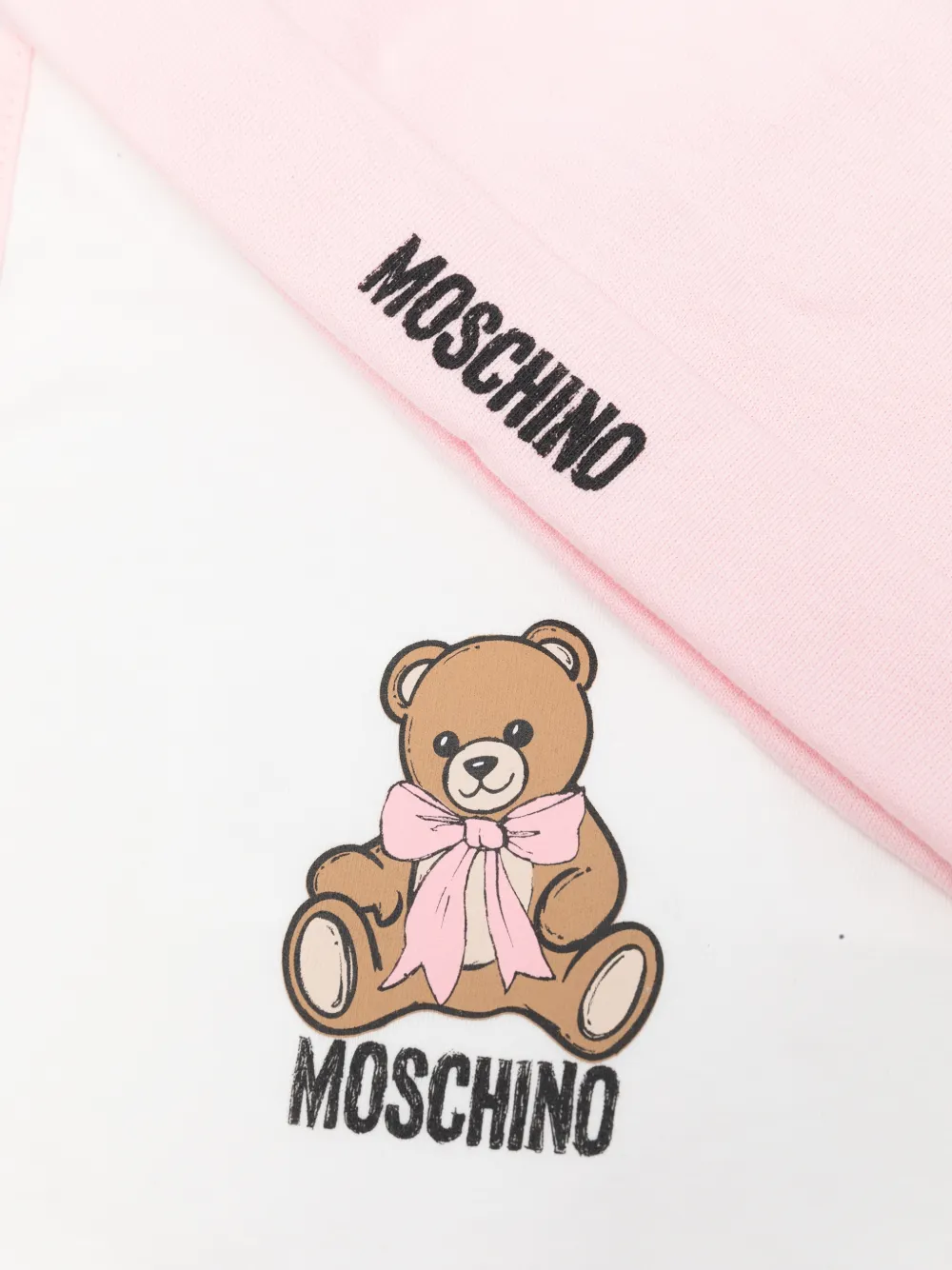 Moschino Kids Teddy Bear muts en slabbetje Roze