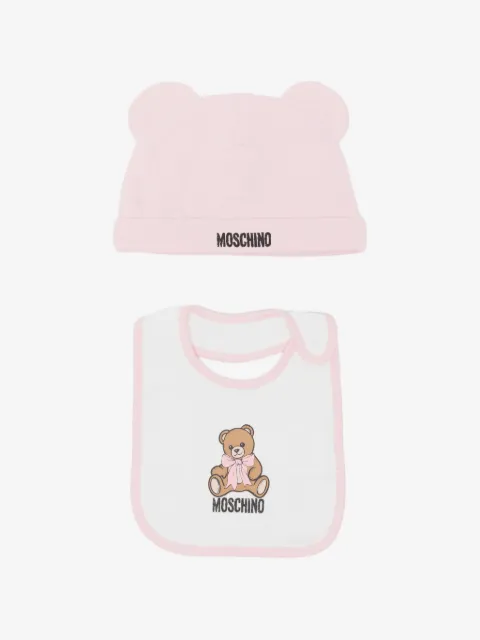Moschino Kids set de babero y gorro con motivo Teddy Bear