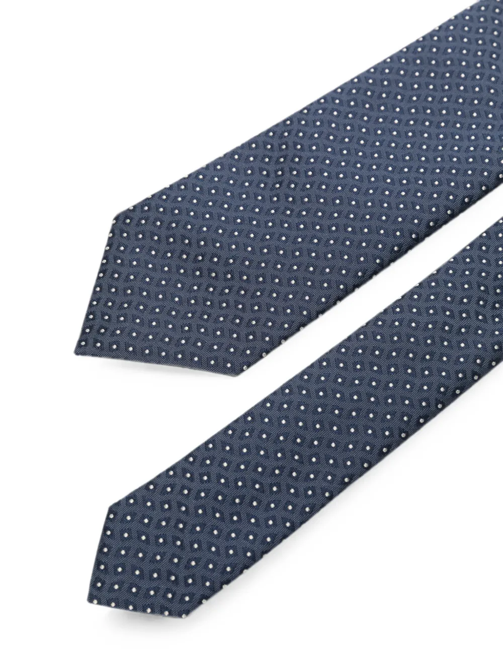 Emporio Armani geometric-pattern silk tie Blauw