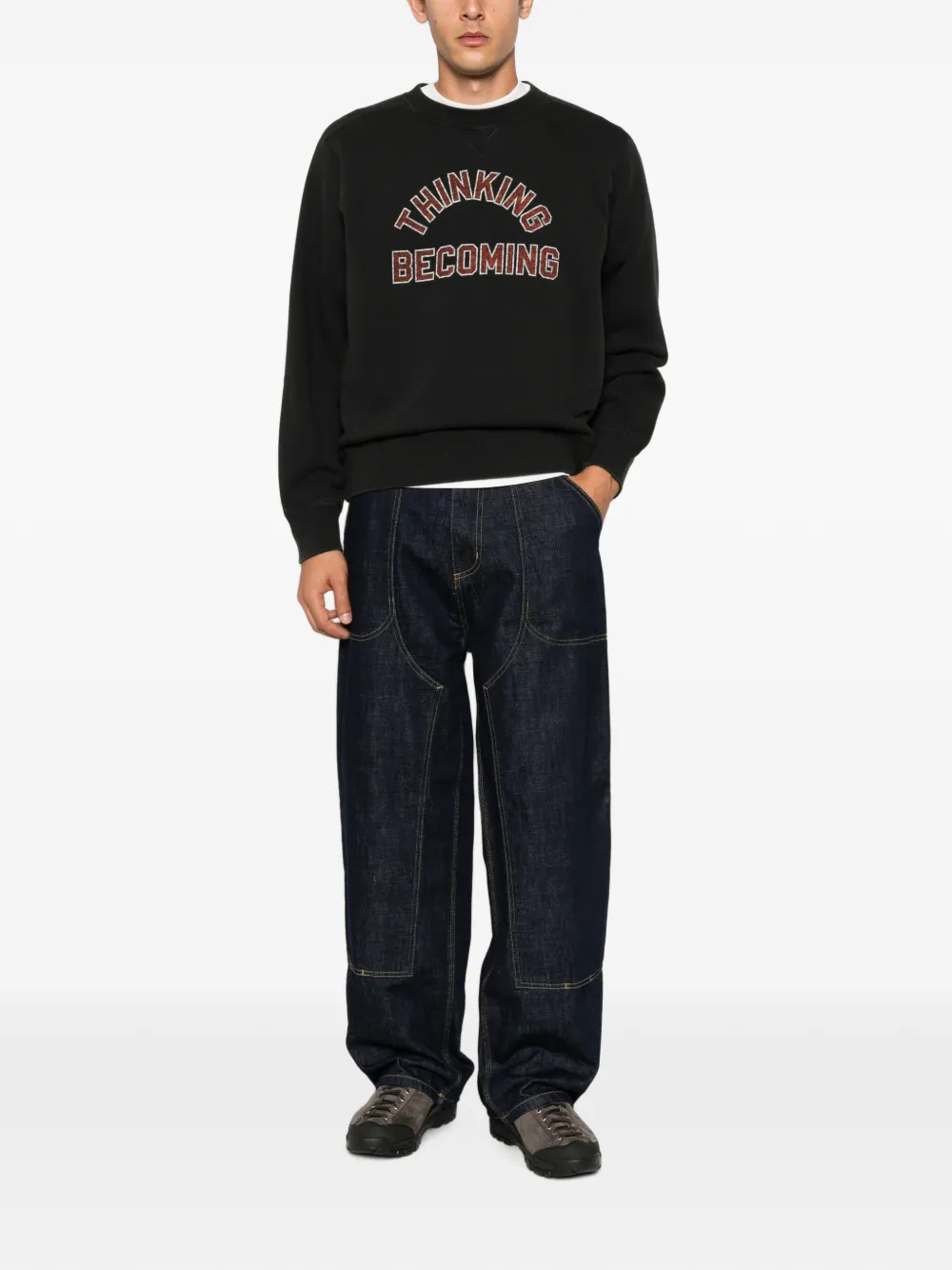 sacai slogan-print sweatshirt Zwart