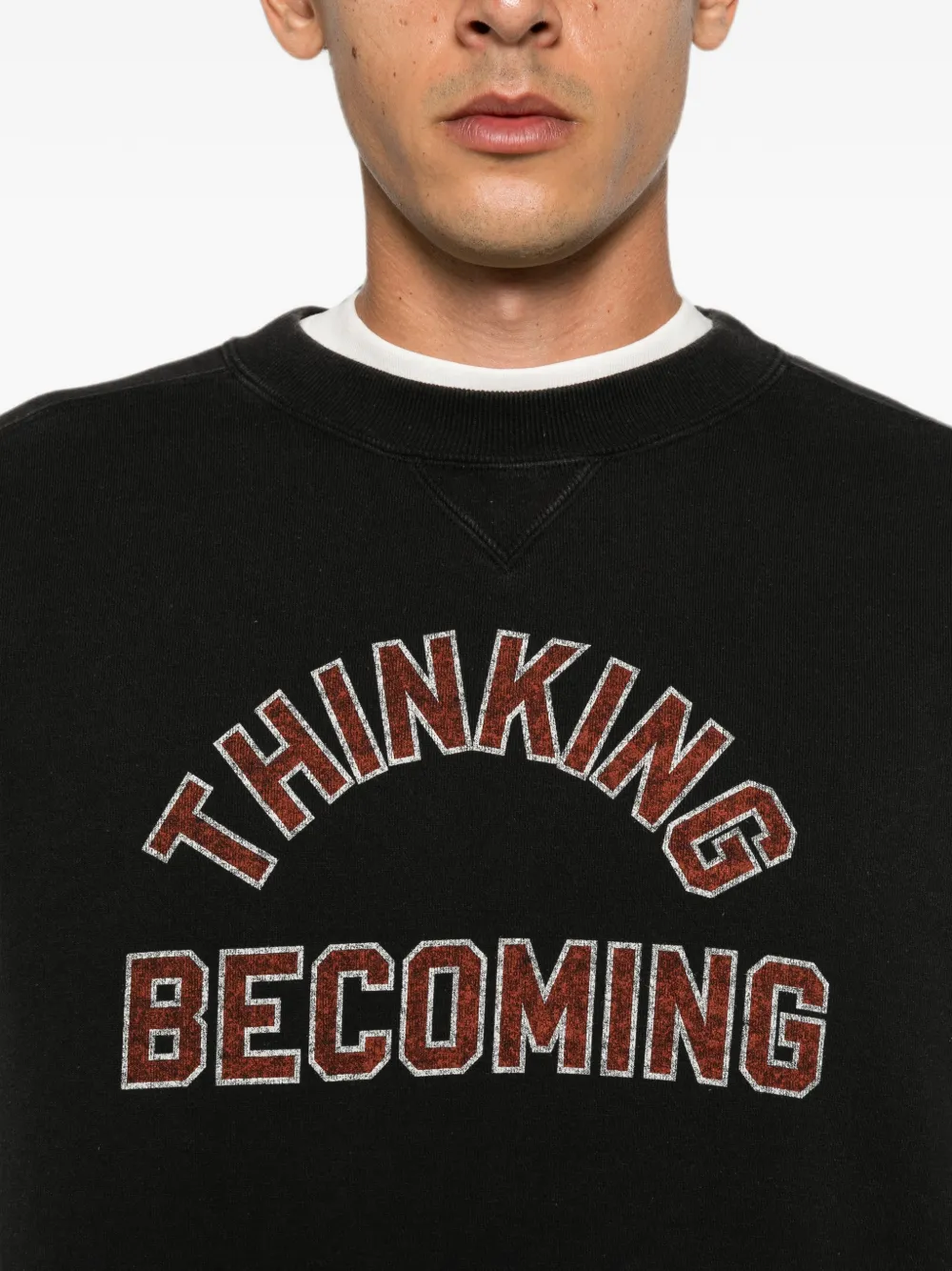sacai slogan-print sweatshirt Zwart