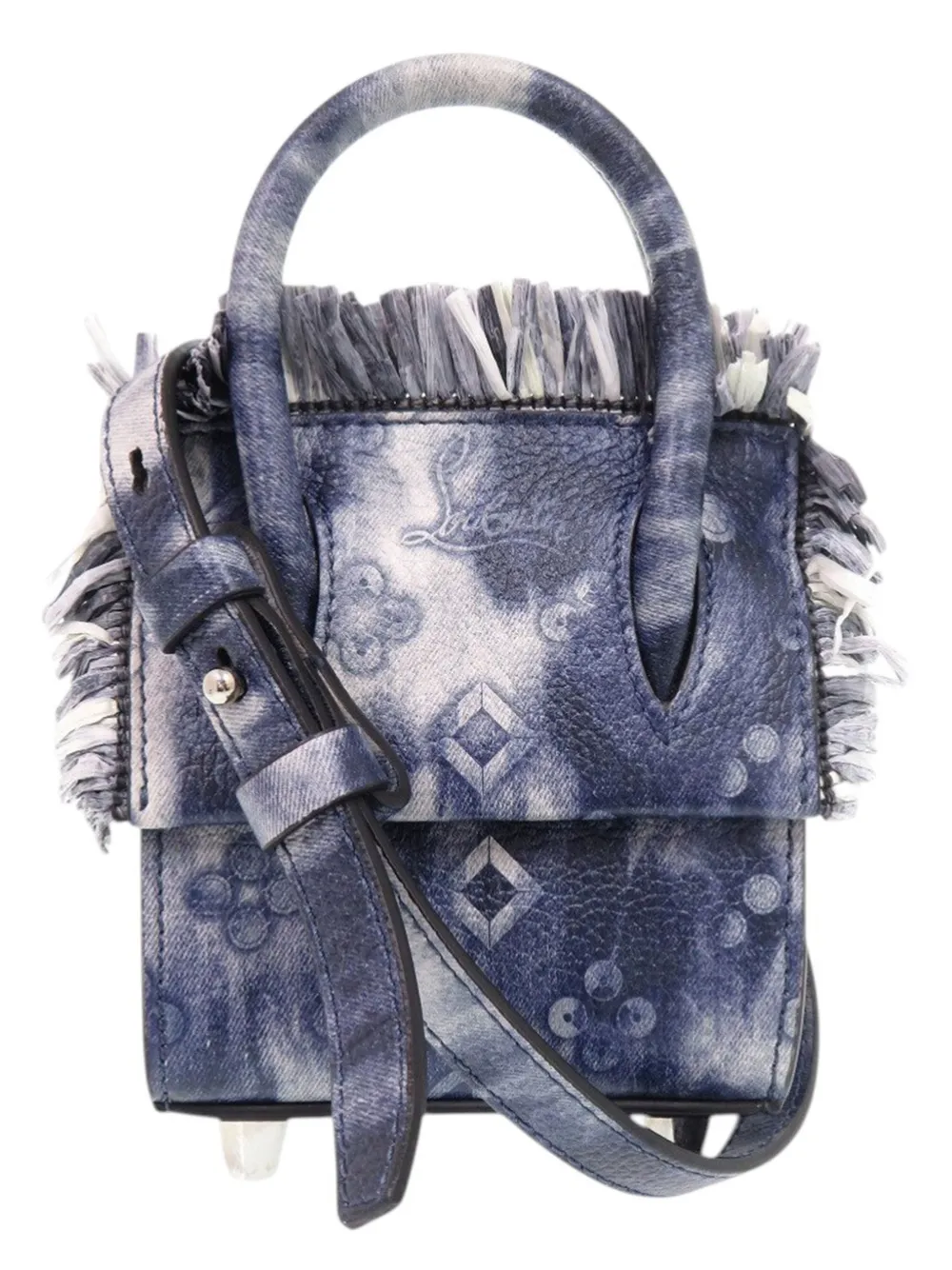 Christian Louboutin Pre-Owned 2021-2026 Nano Grained Calfskin Paloma Fringe satchel - Blau