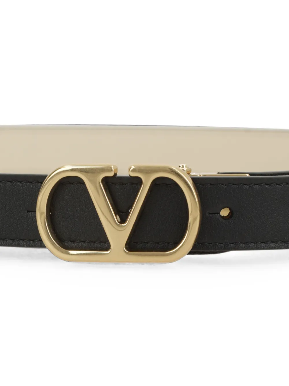 Valentino Garavani VLogo Signature omkeerbare glanzende kalfsleren riem Zwart