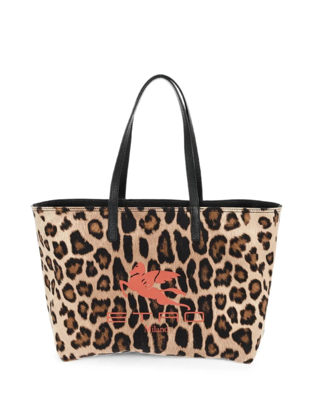 Etro Reversible Pebbled Leather Tote Bag In Animal Print