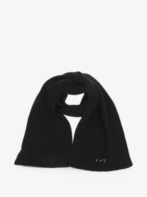 Off-White ribbed wool scarf with silver logo