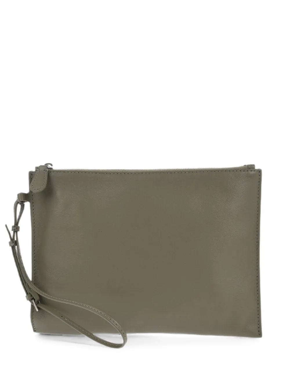 The Row leather envelope bag Sage with wrist strap - Grün