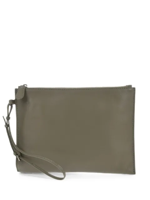 The Row leather envelope bag Sage with wrist strap