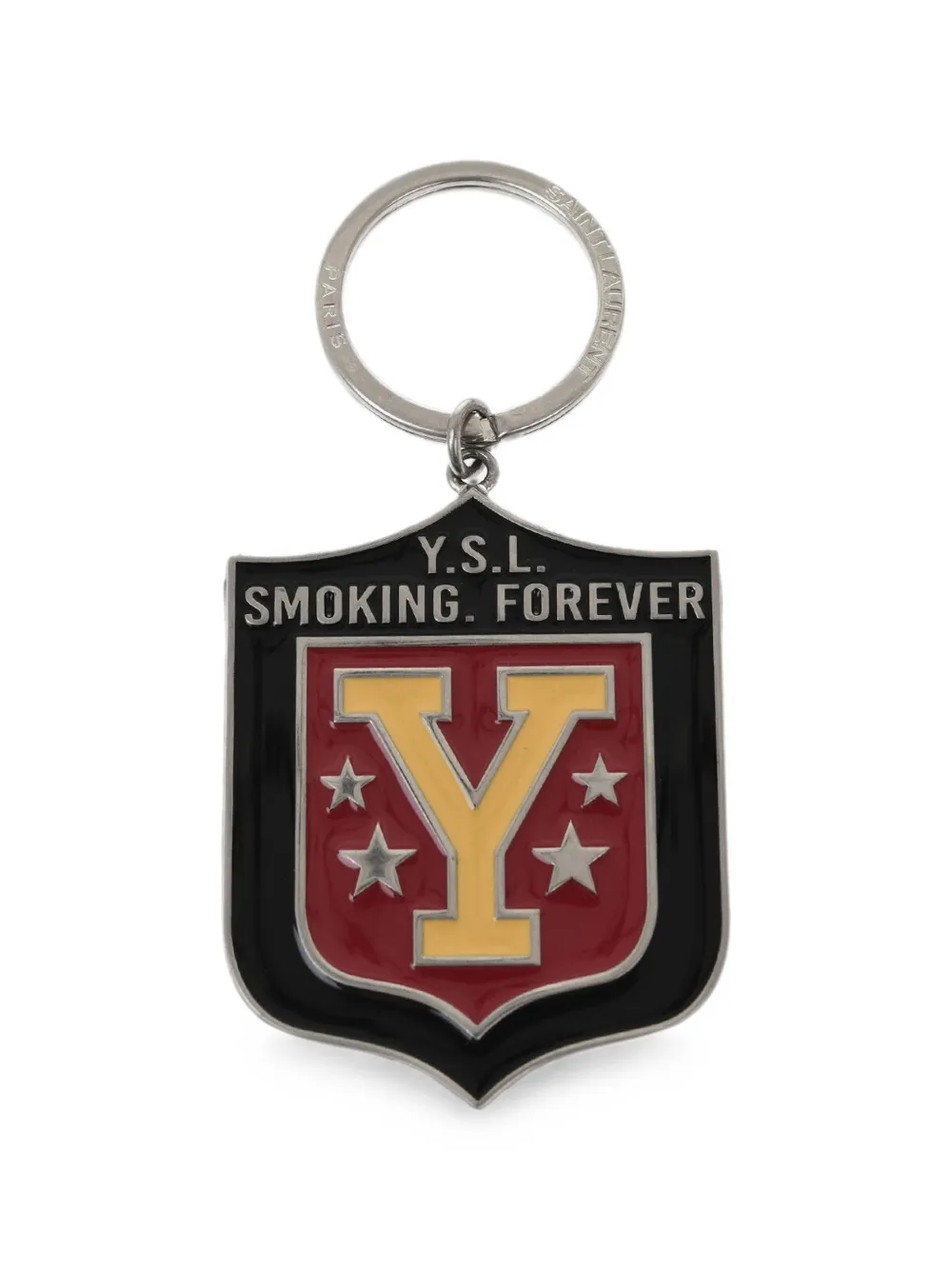 Saint Laurent Smoking Forever enamelled keychain - Schwarz