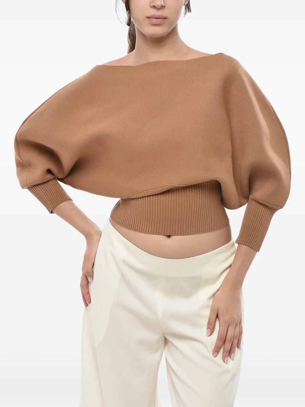 SUPER BLOND batwing-sleeve sweater - Nude