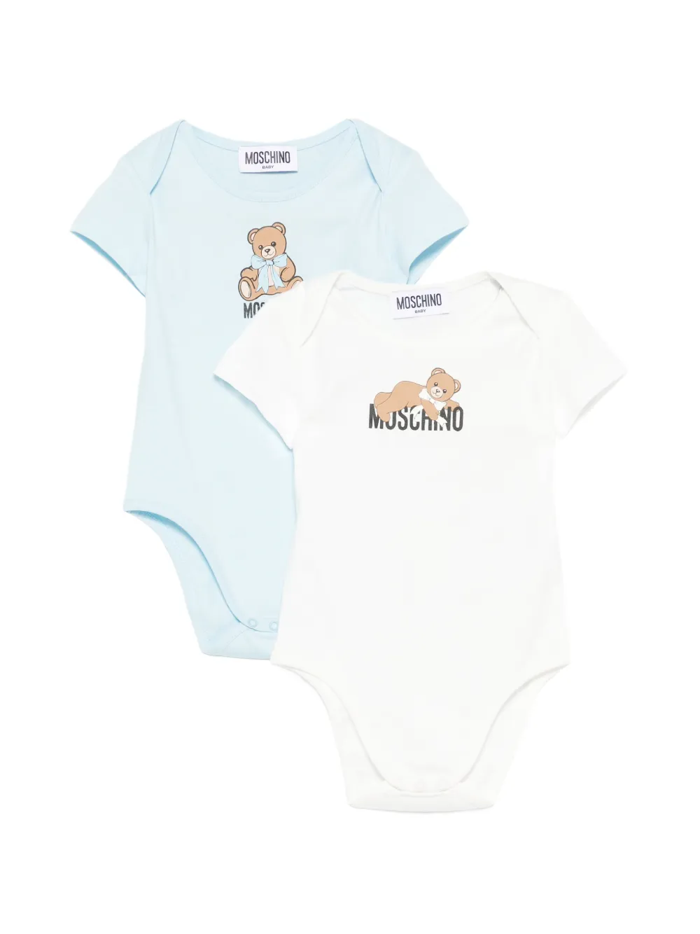 Moschino Kids Teddy Bear print body set - Blu