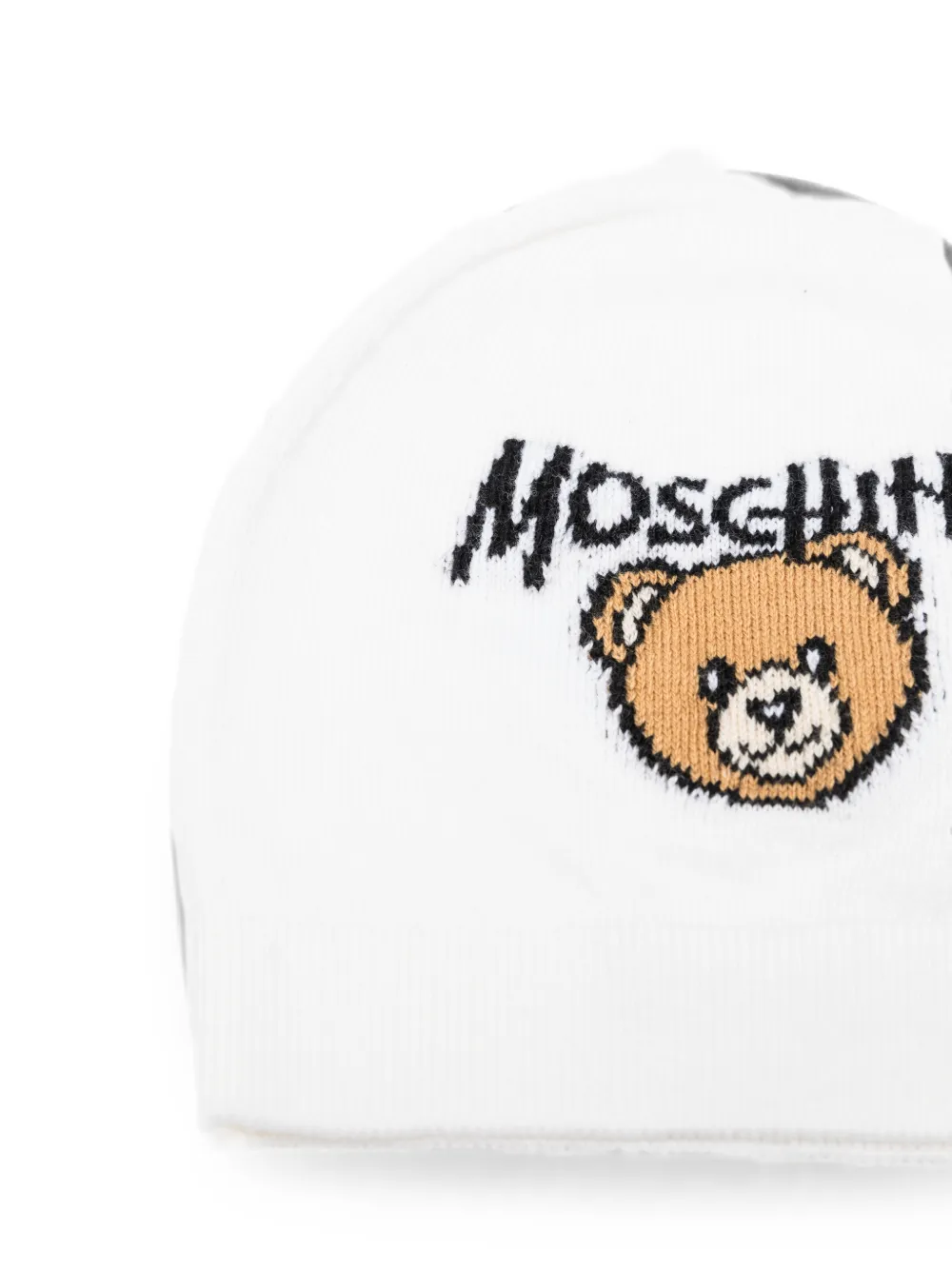 Moschino Kids Teddy Bear muts met logo-intarsia Wit