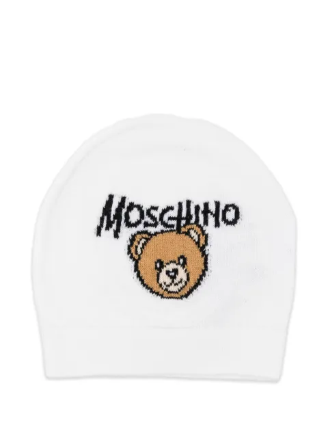Moschino Kids Teddy Bear logo-intarsia beanie hat