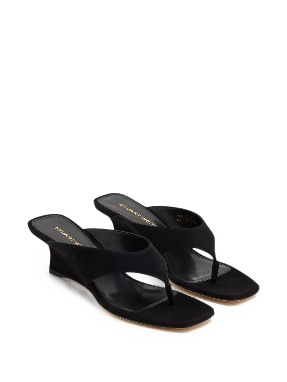 Stuart Weitzman suede wedge flip-flops Zwart
