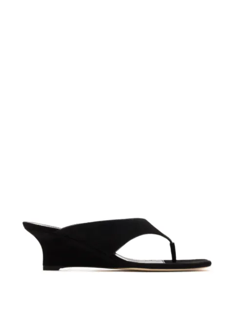 Stuart Weitzman suede wedge flip-flops