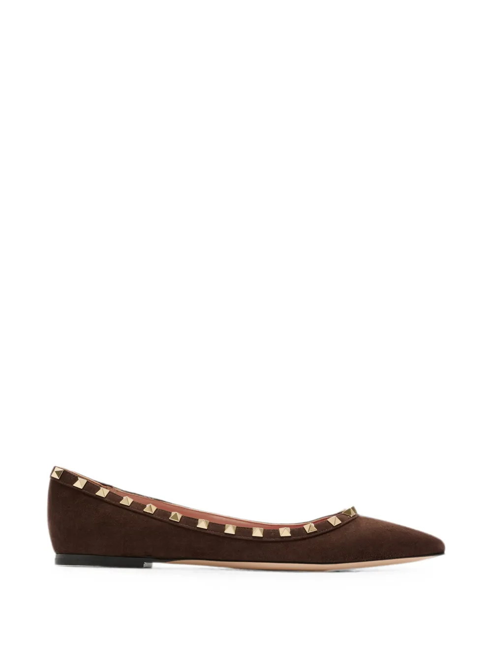 Valentino Garavani Rockstud pointed-toe ballet flats - Braun