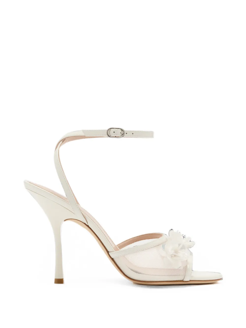 Stuart Weitzman floral-appliqué buckle-fastening sandals - Bianco