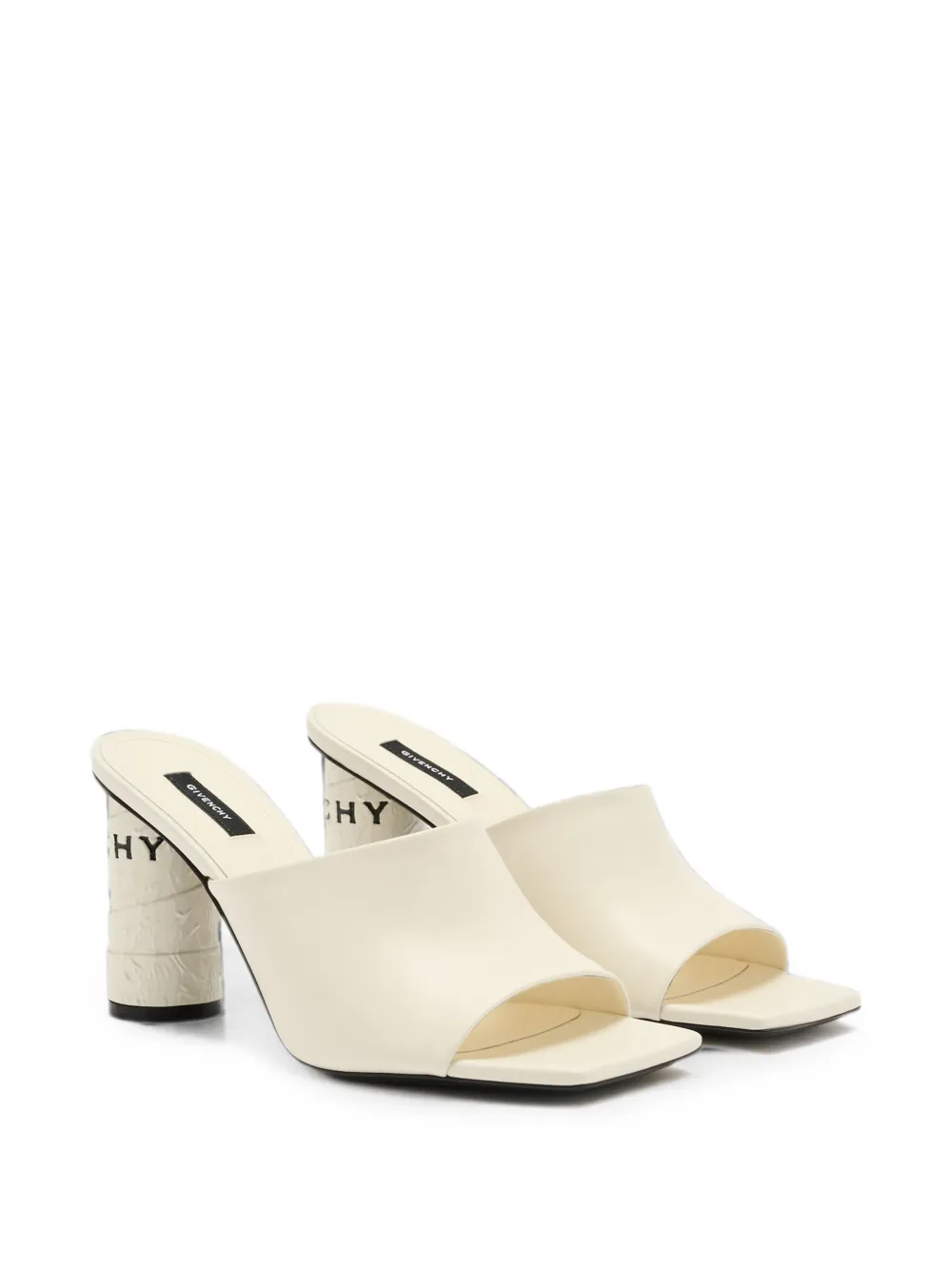 Givenchy Tape heeled mules in leather Beige