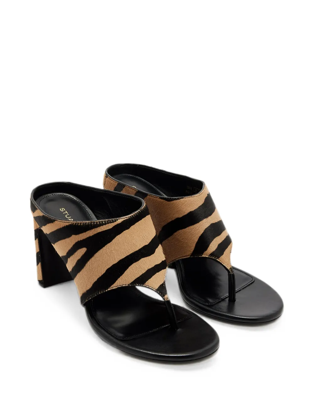 Stuart Weitzman tiger-print thong sandals Beige