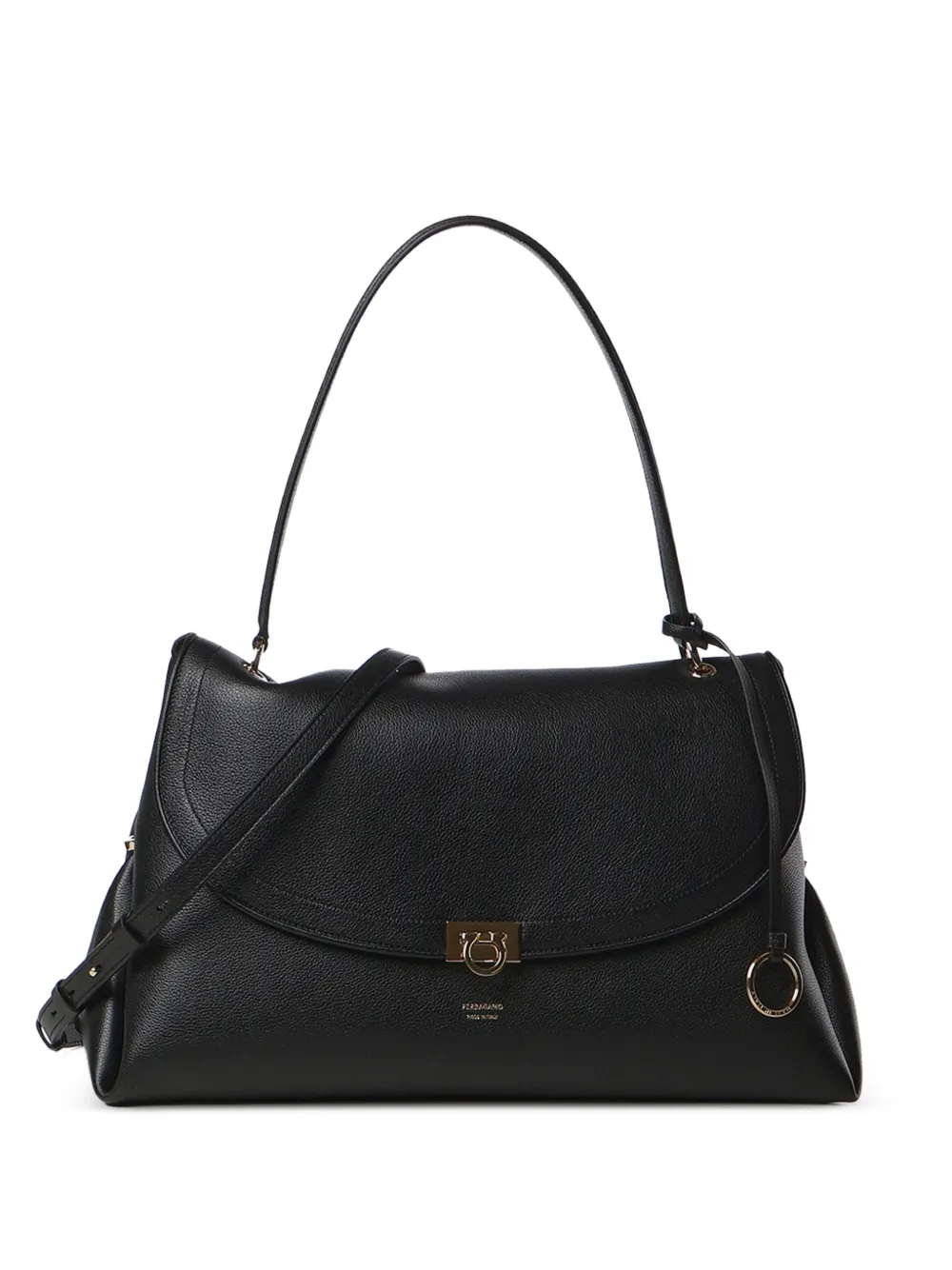 Ferragamo Gancini pebbled-leather shoulder bag - Nero