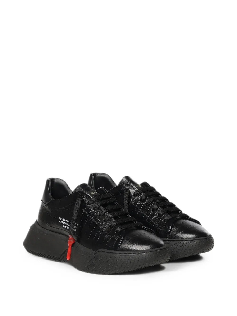 Giuliano Galiano Nemesis 2 crocodile-effect sneakers Zwart