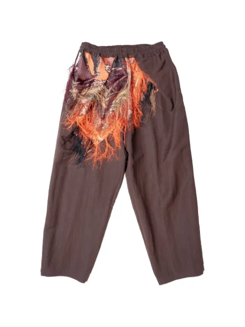 Yoshiokubo Malhia Kent fringe-jacquard trousers