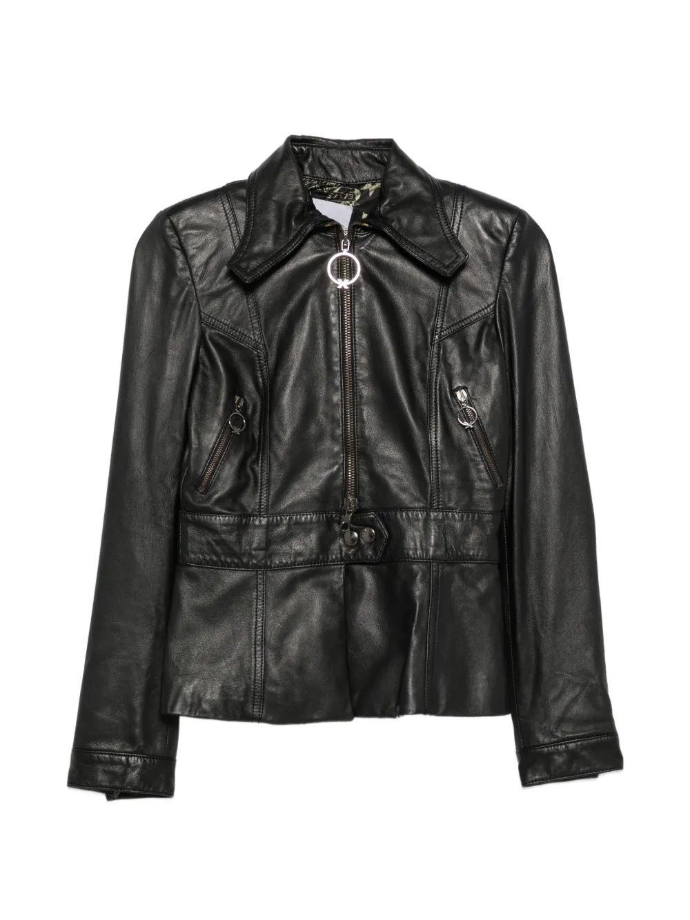 John Richmond Vintage 2000s zip-up leather jacket - Schwarz