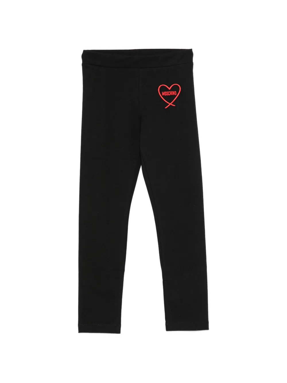 Moschino Kids logo-embroidered heart-motif leggings - Nero