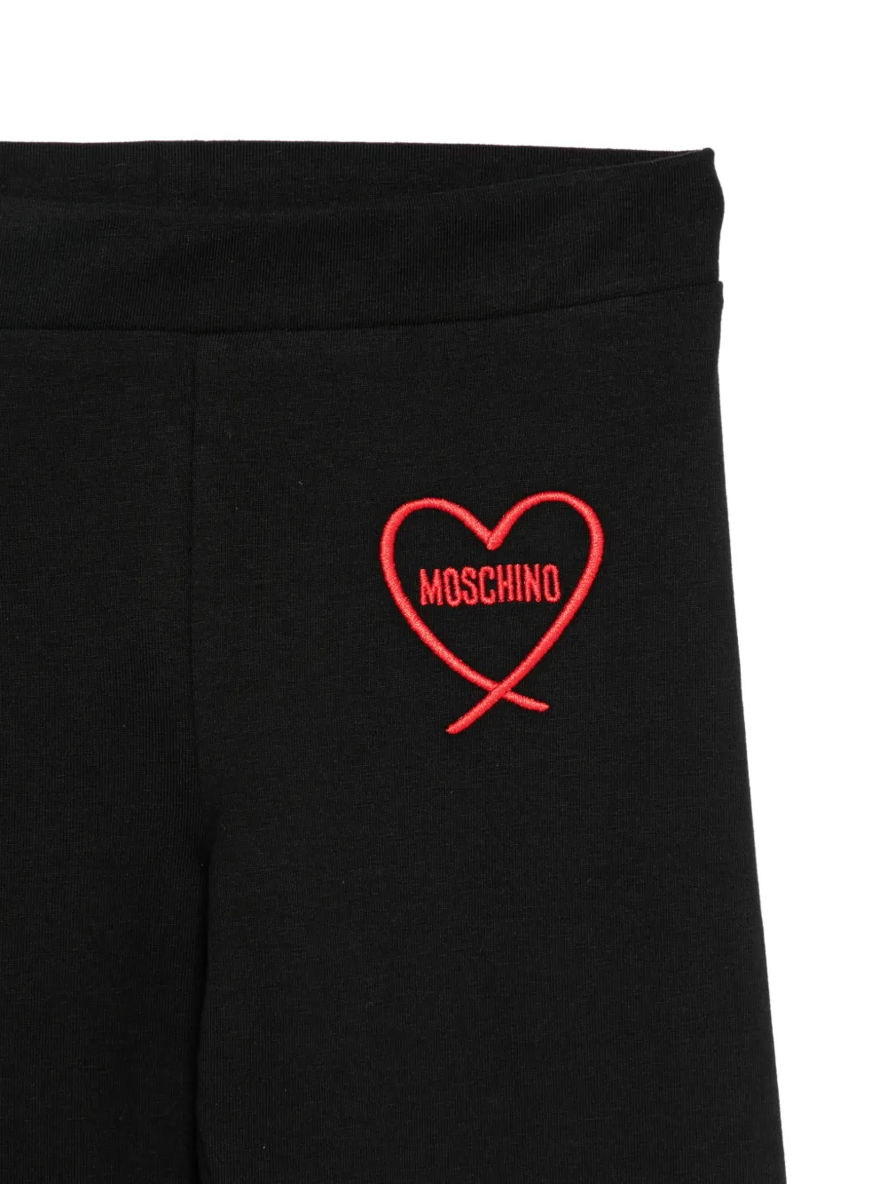 Moschino Kids Legging met geborduurd logo en hartpatroon Zwart
