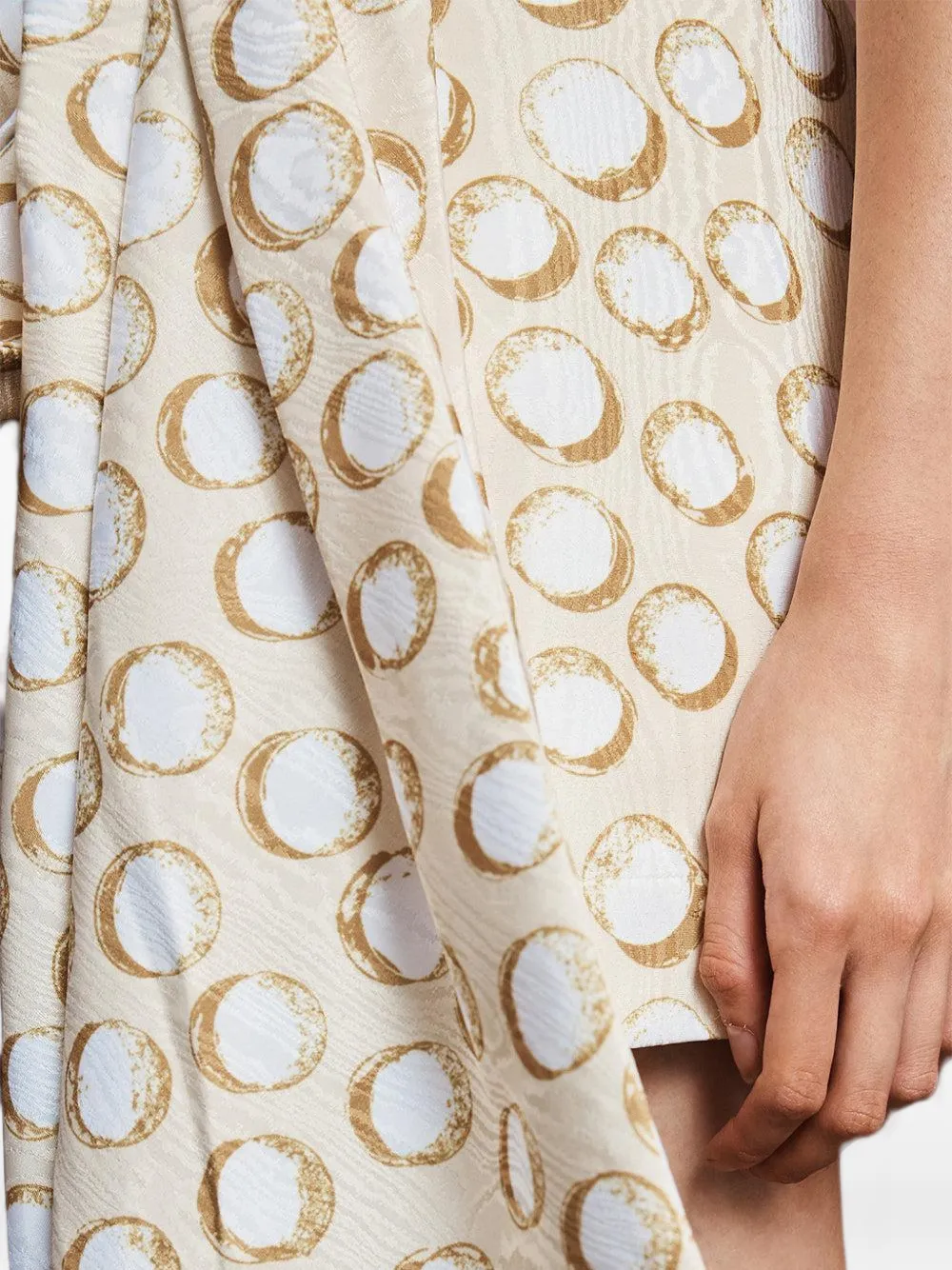 ALEMAIS Paula gedrapeerde mini-jurk met stippen Beige