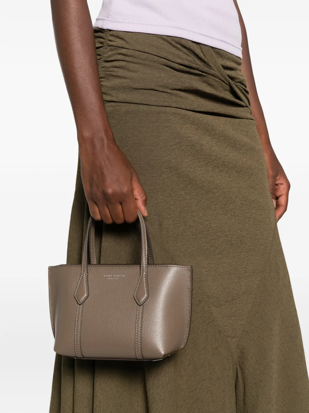 Tory Burch Perry mini-shopper van bewerkt leer Bruin